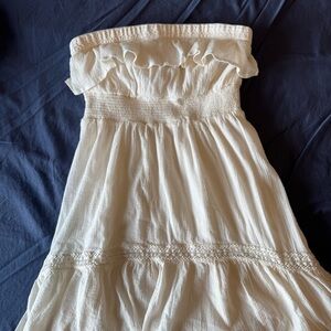 HD in Paris White Off-Shoulder Ruffle Midi‎ Dress Boho Romantic Cottage Core